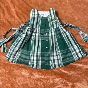 Baby Dior Green 3 months Spring Summer plaid sleeveless dress embroidered detail